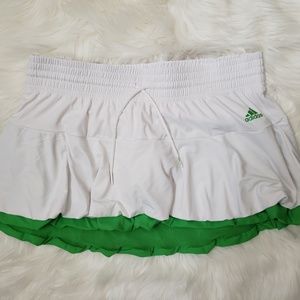 Adidas Tennis Skirt Skort Shorts L White Green